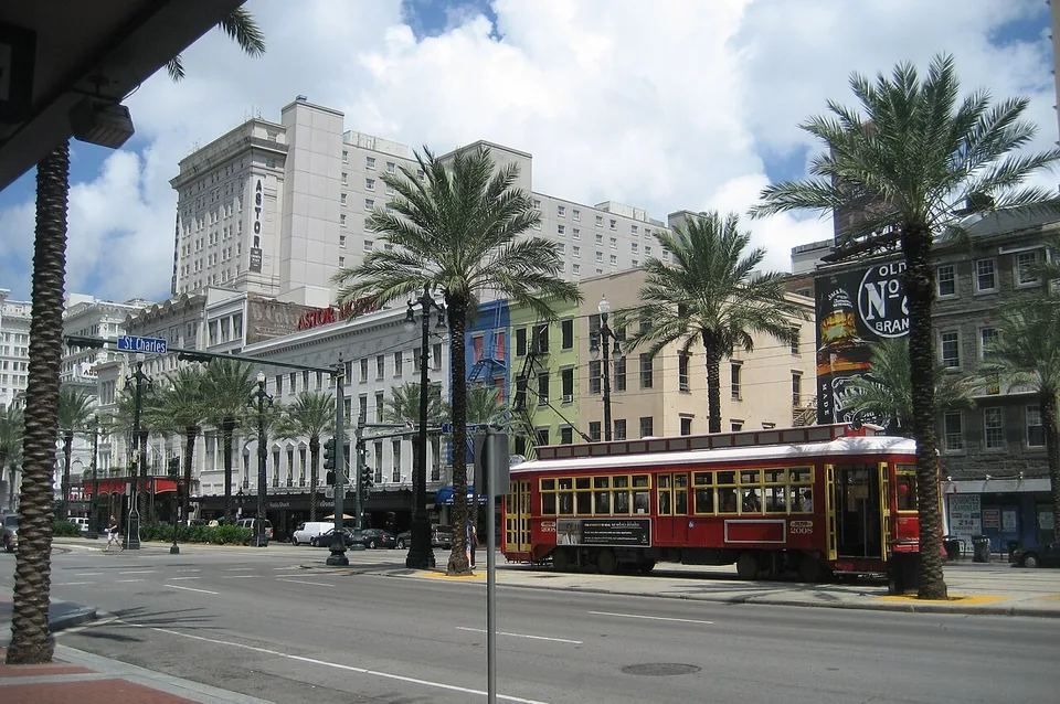 Central Business District rooftops and low-slope membrane roofs in New Orleans
